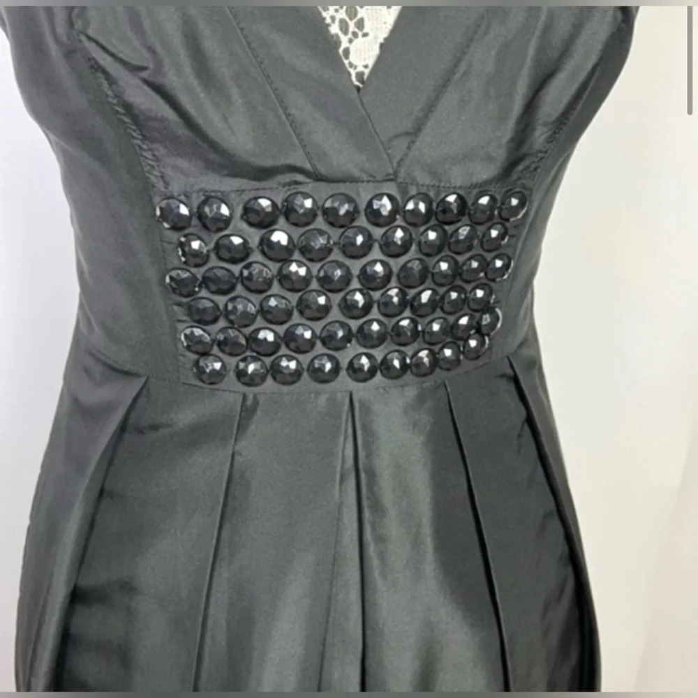 Bebe silk beaded bubble hem mini dress in black - size XS - Picture 5 of 15